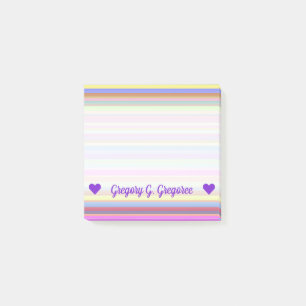 Customizable Name; Stripes of Various Colours Post-it Notes