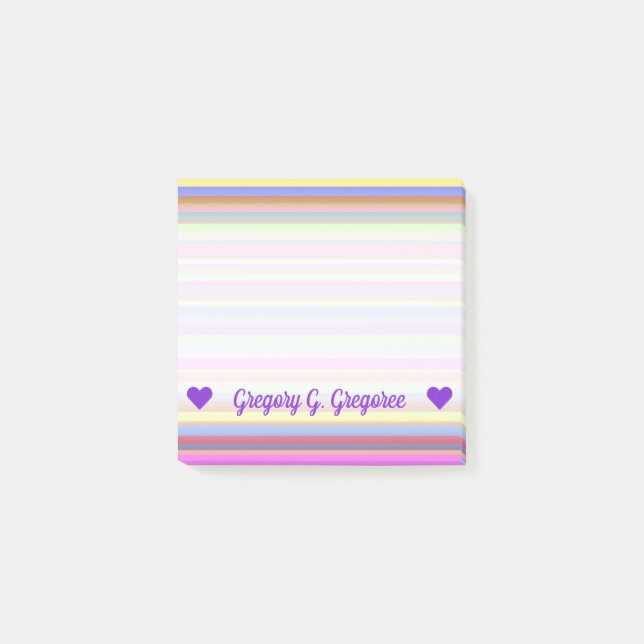 Customizable Name; Stripes of Various Colours Post-it Notes (Front)