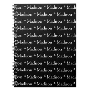 Customizable name, text, black white notebook