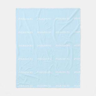 Customizable name, text, light blue white fleece blanket