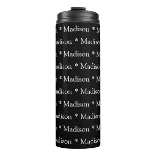 Customizable name text pattern black white thermal tumbler
