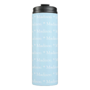 Customizable name text pattern light blue white thermal tumbler