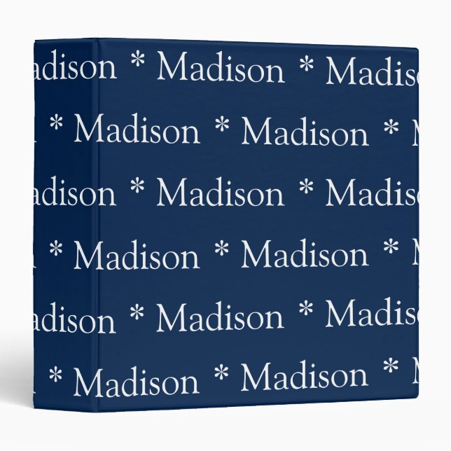 Customizable name text pattern navy blue white binder (Front/Spine)