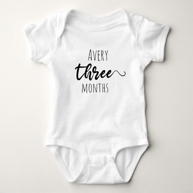 customizable name three months baby bodysuit (Front)