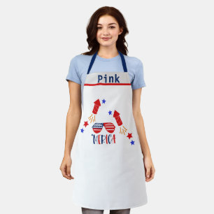 Customizable Name USA Flag Theme American Chef Apron