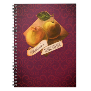Customizable Name Vintage Apples Retro Recipe Notebook
