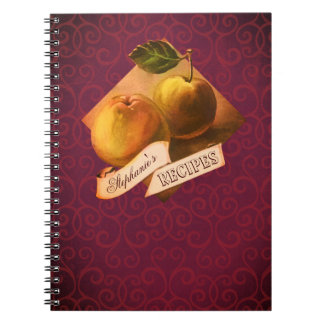 Customizable Name Vintage Apples Retro Recipe Notebook