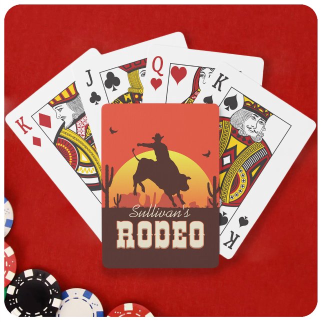 Customizable NAME Western Cowboy Bull Rider Rodeo Playing Cards (Creator Uploaded)