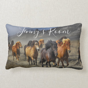 Customizable Name Wild Horses Pillow