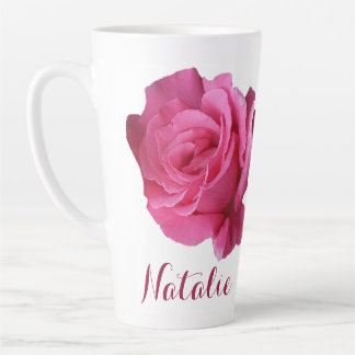 Customizable Natalie name pink rose flowers boho Latte Mug