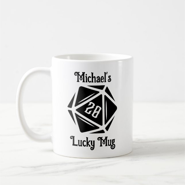 Customizable Natural 20 Lucky Coffee Mug (Left)