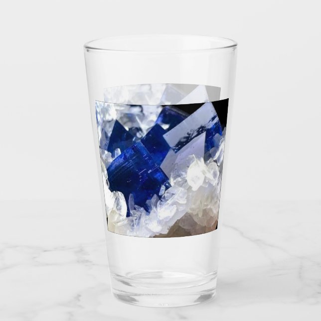 Customizable Natural Deep Blue Fluorite Art Glass (Front)