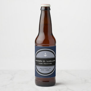 Customizable Nautical Anchor Circle Beer Bottle Label