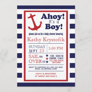 Customizable Nautical Baby Boy Shower Invitation