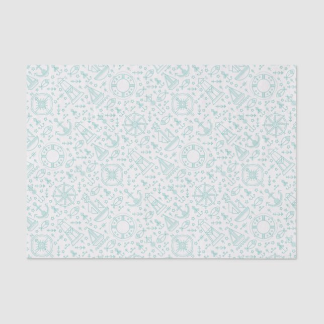 Customizable Nautical Green Pattern Design Tissue Paper (Front)