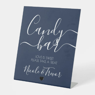 Customizable Navy Blue Candy Bar Pedestal Sign