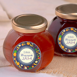 Customizable Navy Blue Fruits Homemade Yummy Jam