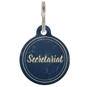 Customizable Navy Blue Marble + Gold Horse Halter Pet Tag