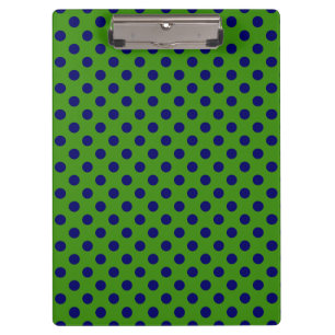 Customizable Navy Blue on Green Polka Dots Clipboard