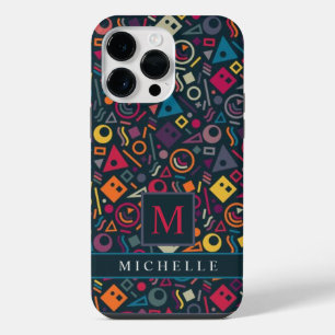 Customizable Navy Blue Pink Purple Geometric  iPhone 14 Pro Max Case