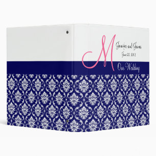 Customizable Navy Damask Wedding Planner Binders