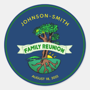 Customizable Navy Family Tree Reunion Stickers