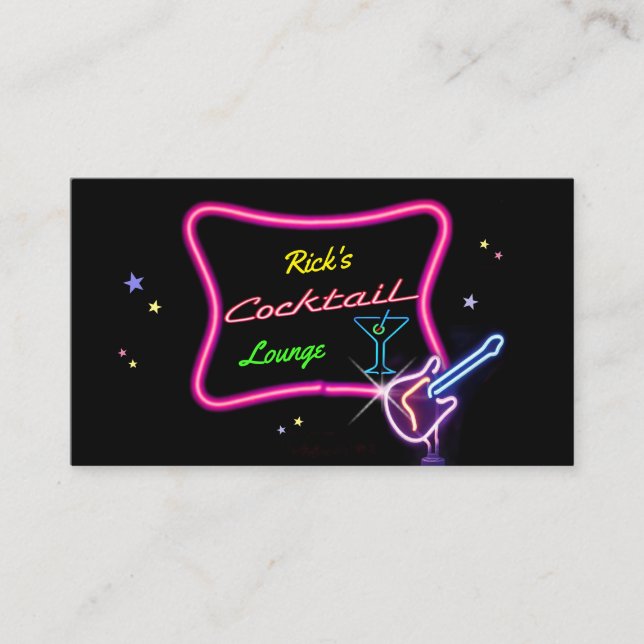 (customizable) Neon Bar Sign Business Card (Front)