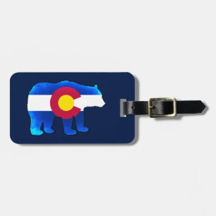 Customizable neon Colorado flag bear luggage tag