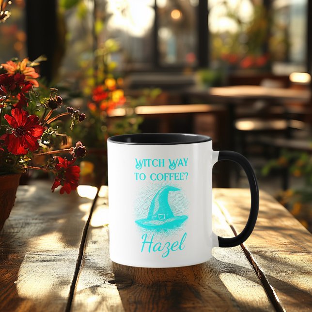 Customizable Neon Halloween - Cyan Witch Hat Mug (Creator Uploaded)