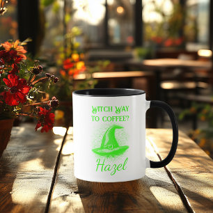 Customizable Neon Halloween - Green Witch Hat Mug