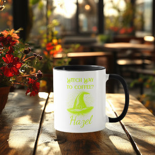 Customizable Neon Halloween - Lime Witch Hat Mug
