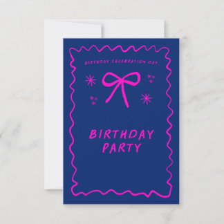 Customizable Neon Pink Birthday Invite