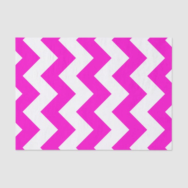 Customizable Neon Pink Zigzag Pattern Tissue Paper (Front)