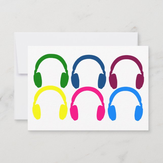 Customizable Neon Rainbow Headphones  Thank You Card (Front)