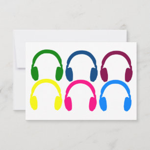 Customizable Neon Rainbow Headphones Thank You Card