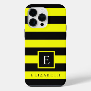 Customizable Neon Yellow Black Colour Stripes  iPhone 14 Pro Max Case