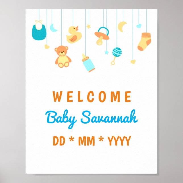 Customizable new baby unisex poster (Front)