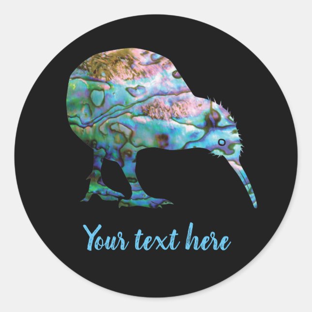 CUSTOMIZABLE NEW ZEALAND KIWI PAUA ROUND STICKER (Front)