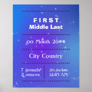 Customizable newborn baby purple blue poster