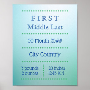 Customizable newborn soft blue poster