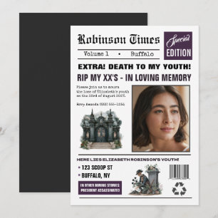 Customizable Newspaper Gothic Birthday Party Invitation