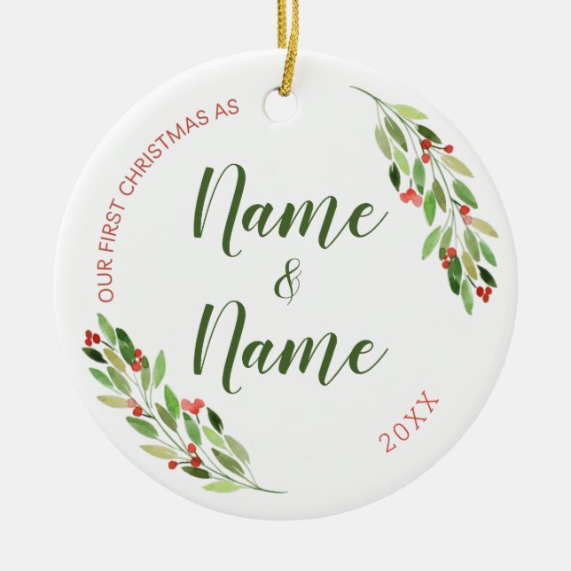 Customizable Nicknames First Christmas Ceramic Ornament (Front)