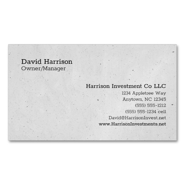 Customizable Nine Line Personalized Magnetic Business Card (Front)