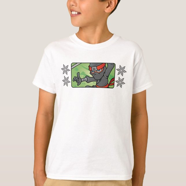 Customizable Ninja and Throwing Stars Design T-Shirt (Front)