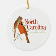 Customizable North Carolina Ornament with Cardinal