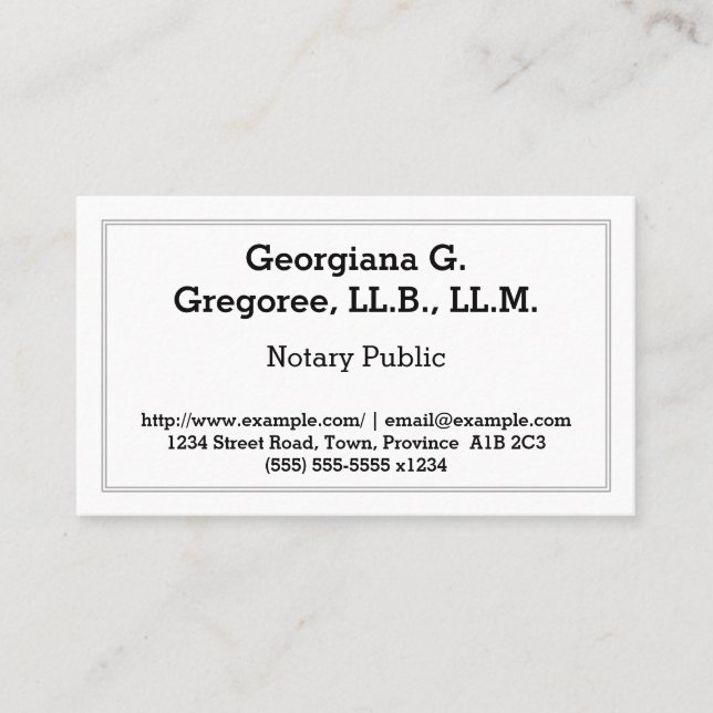 Customizable Notary Public Business Card (Front)