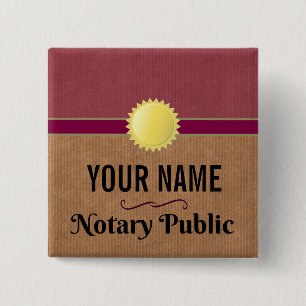 Customizable Notary Public Pride with Your Name 2 Inch Square Button