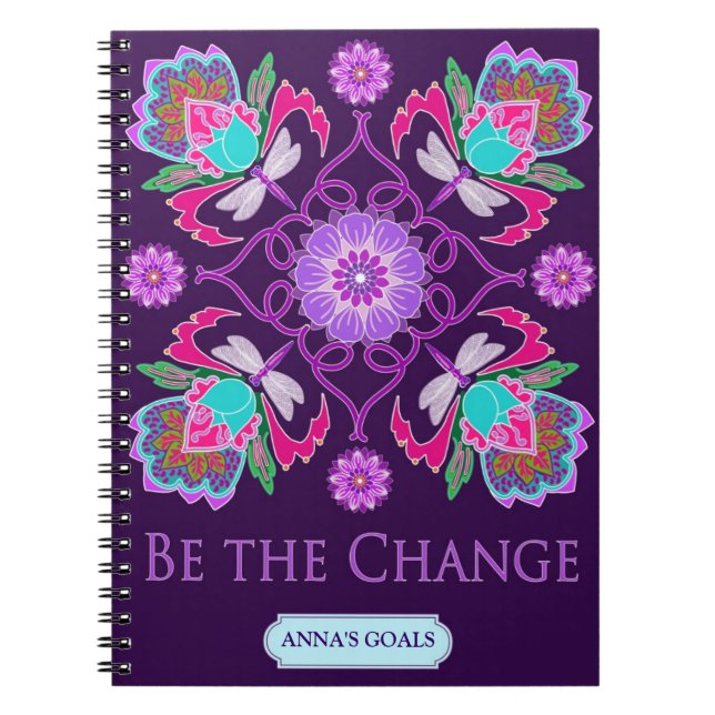 Customizable Notebook - Be The Change - Dragonfly (Front)