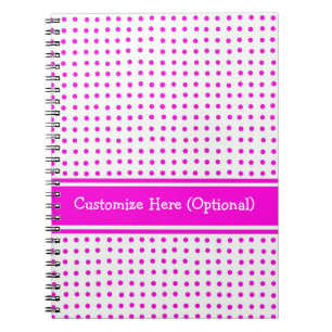 Customizable Notebook, Pink Polka Dots Notebook