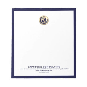 Customizable Notepad with Navy Frame and Gold Logo